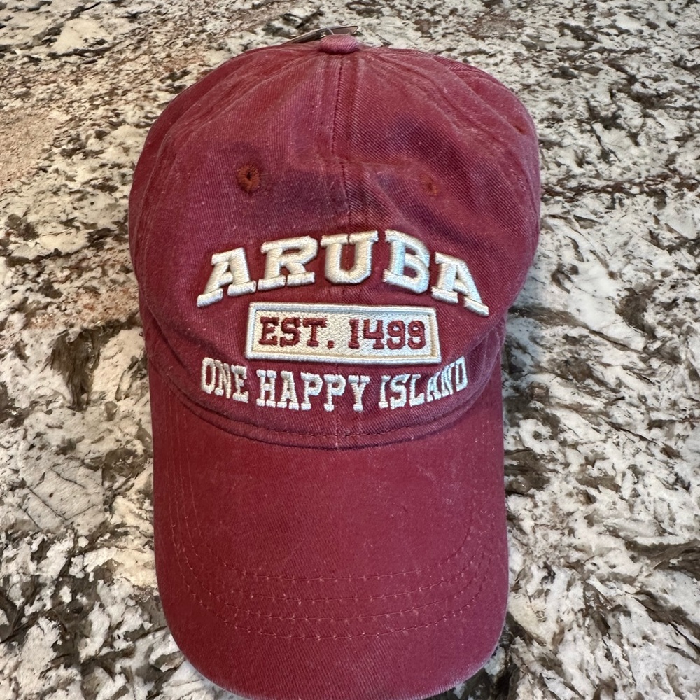 Red Aruba Embroidered Cap NWT